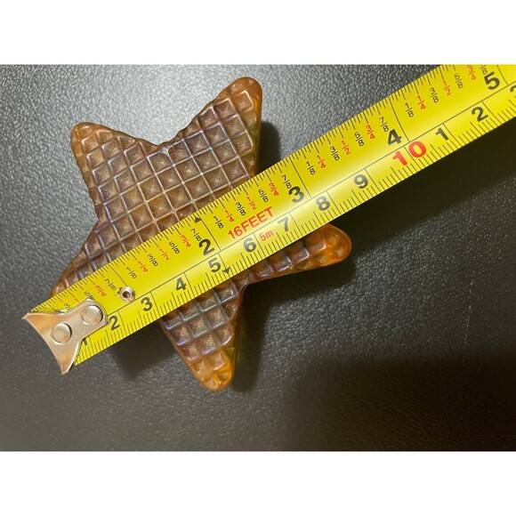 Robert Held Art Glass Star Iridescent Yellow Gold Waffle Paperweight Canada - Picture 8 of 9